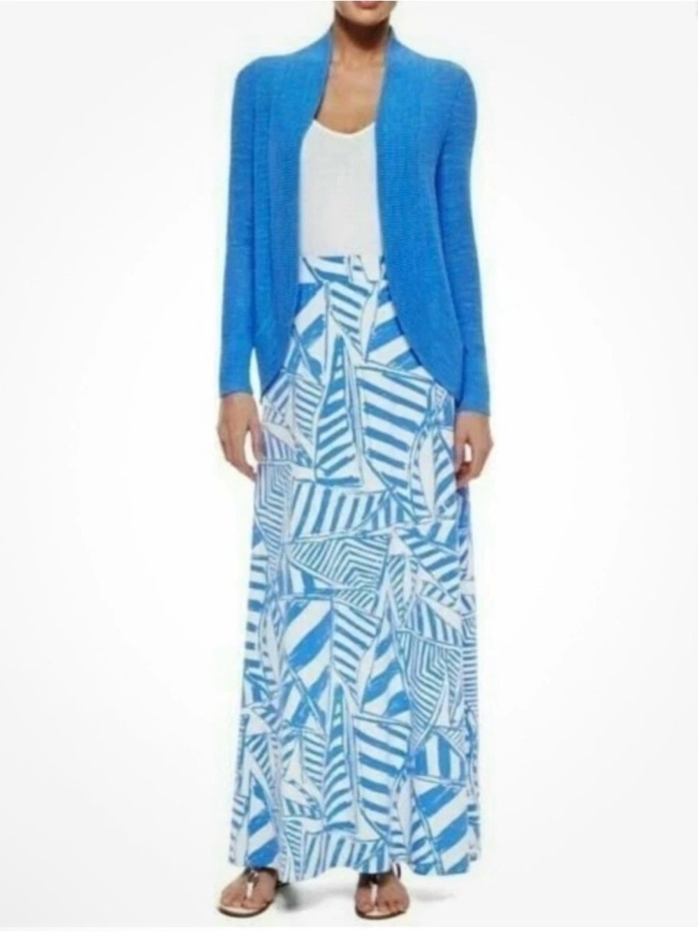 Lilly Pulitzer Sailboat Maxi Skirt Nola Bay Blue Yacht Sea Large Beach Nautical